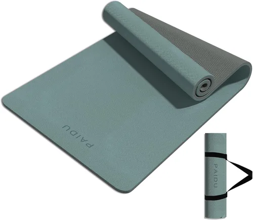 PAIDU Yoga Mat 8mm Super Thick TPE Fitness Mat | SGS Certified | Non-Slip, Odorless & Tear-Resistant | Unisex with Strap | for Yoga, Pilates, Verde
