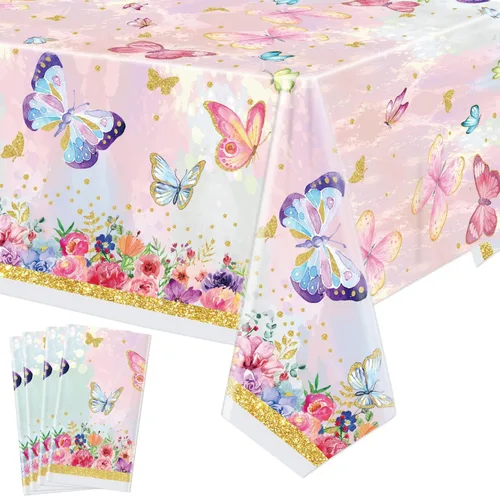 Miniatura 11 de 4 manteles de fiesta de mariposas, mantel de decoración de cumpleaños de mariposa, manteles rectangulares coloridos con diseño de mariposa