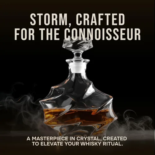 Miniatura 2 de TsukiGlass Storm - Decantador japonés de whisky en cristal de cristal ultra claro 100% libre de plomo – 750ml Elegante caraffa para whisky, whisky