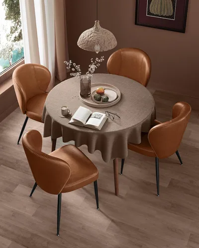 Miniatura 4 de VASAGLE Colección EKHO - Juego de 4 sillas de comedor, sillas tapizadas para cocina, asiento cómodo, cuero sintético con costuras, estilo de marrón