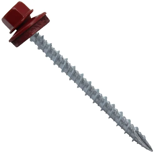 Miniatura 42 de 10 tornillos para techos de metal gris ABC de 2-1/2 pulgadas, cabezal de arandela hexagonal, arranque automático/roscado, arandela EPDM. 1 bolsa
