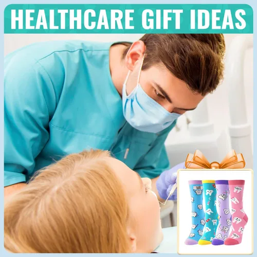 Miniatura 6 de HAPPYPOP Regalos para enfermeras, asistentes dentales, regalos para dentistas para mujeres, regalos de dientes, calcetines de enfermera, calcetines