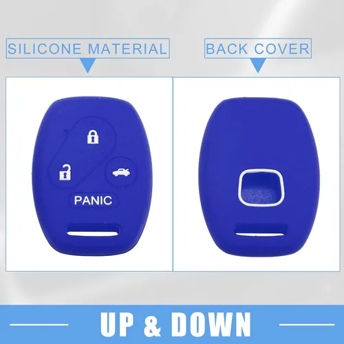 Miniatura 6 de Estuche protector de llave inteligente con 4 botones para Honda Accord Civic CR-V Element Pilot, de silicona, negro y azul (Paquete de 2)
