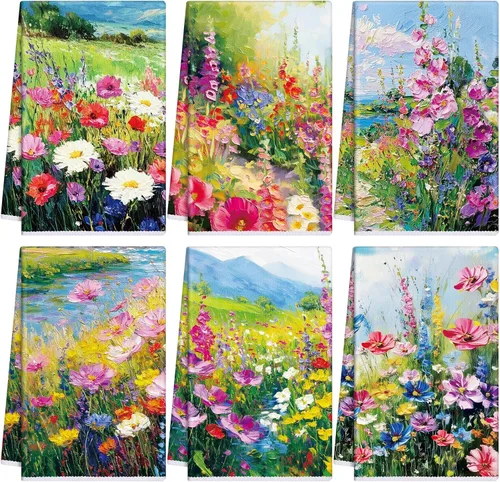 Miniatura 14 de Geyoga 6 Piezas Toallas de Cocina de Girasol Toallas de Platos Absorbentes Paños de Té Decorativos para Cocina de Verano Baño Decoración del Hogar