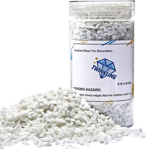 Miniatura 18 de TWINKLING Grava de vidrio de alto brillo con destellos, vidrio roto, chips de gemas de fuego, vidrio triturado para chimenea, manualidades