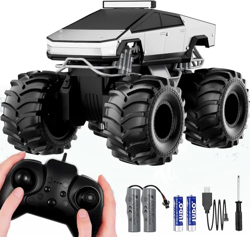 Miniatura 9 de Coche de control remoto, 1:18 coches RC anfibios, camioneta todoterreno 4WD para todo tipo de terreno, camión cibernético impermeable de 2.4GHz