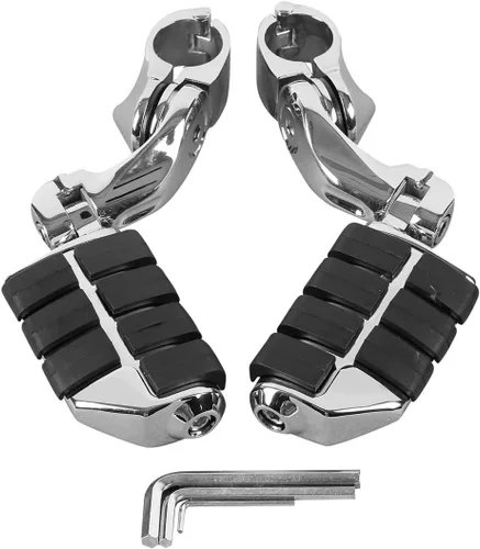 Miniatura 22 de TCT-MOTORPARTS Estriberas negras de 1/4 de pulgada y 1.25 pulgadas, estriberas ajustables para motocicleta en ángulo largo para Harley Touring Road