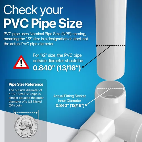 Miniatura 5 de FORMUFIT F0124WT-WH-10 Unión en T de PVC de 4 vías, grado de mobiliario, 1/2 pulgada, color blanco, fabricada en EE. UU., resistente a los rayos UV