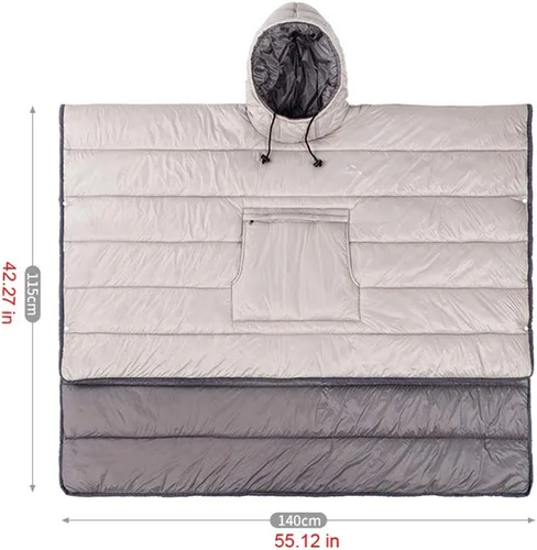 Miniatura 6 de Abrigo tipo poncho con capucha para invierno, abrigo para acampar al aire libre, manta de edredón pequeña, resistente al agua, saco de dormir, capa