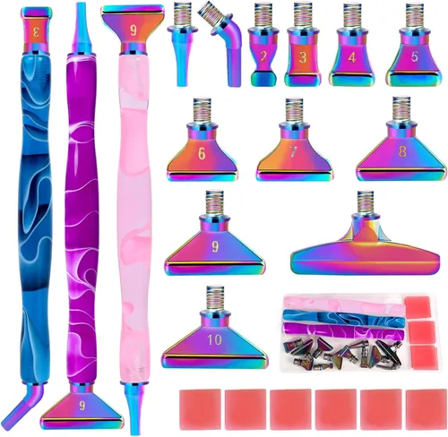 DoreenBow 21 Piezas Puntas de Rosca de Metal para Pintura de Arte de Diamante Accesorios Puntas Multi Colocador Herramientas de Pintura de Arte de