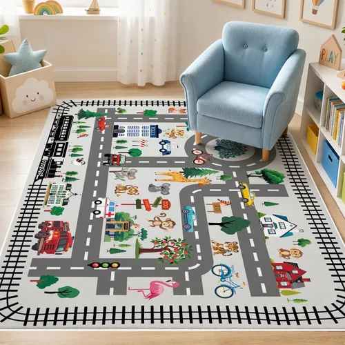 Miniatura 11 de Alfombra de juego para bebés, alfombra ABC para sala de juegos de niños, alfombra antideslizante lavable para niños pequeños, alfombra educativa
