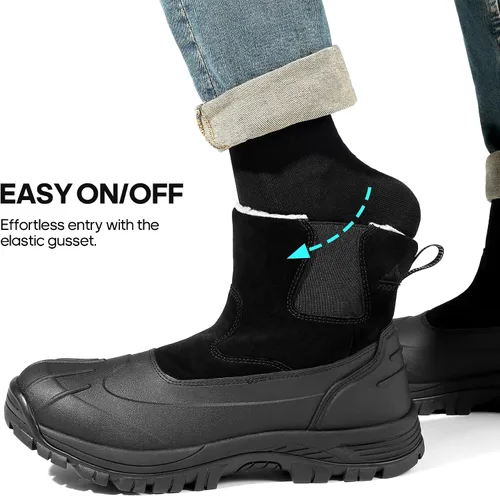 Miniatura 3 de NORTIV 8 Botas de nieve de invierno para hombre, impermeables, aisladas, sin cordones