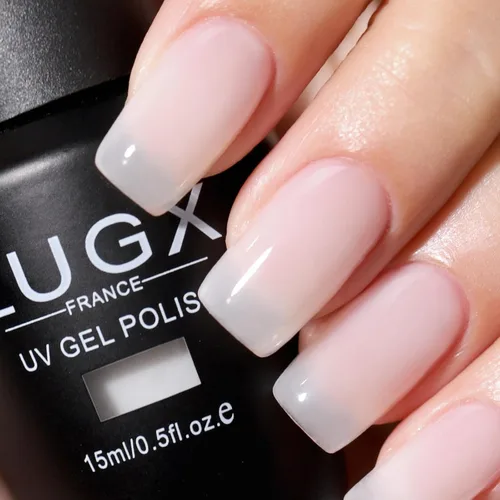 Miniatura 15 de L'UGX Esmalte de uñas de gel rosa translúcido, 0.5 onzas líquidas, esmalte de gel neutro nude, rosa, transparente, natural, UV, punta francesa