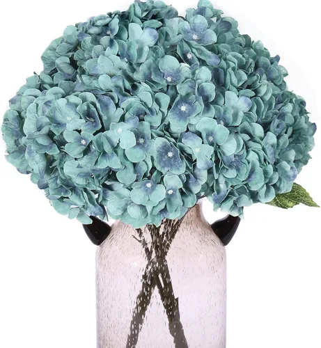 Kimura's Cabin 2 Ramos de flores falsas vintage de hortensias de seda artificial, 10 cabezas para el hogar, centros de mesa, decoración de bodas y