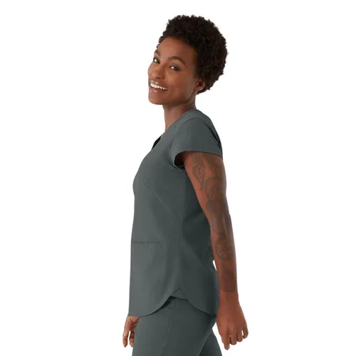 Miniatura 6 de ave. Camiseta médica Monroe con cuello en V y dos bolsillos para mujer, color carbón, talla XS