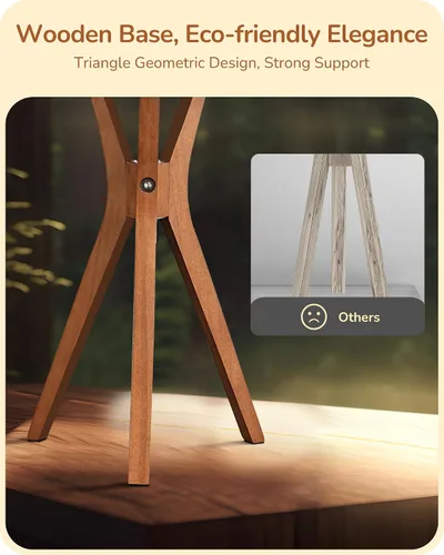 Miniatura 2 de EDISHINE Lámpara de mesa de ratán de 17.5 pulgadas, lámpara de noche de madera con pantalla tejida de cuerda de papel hecha a mano, lámpara