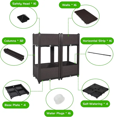 Miniatura 5 de D'vine Dev Camas elevadas – Caja de jardín elevada con tapón de drenaje, macetas de pie para kit de jardinería de vegetales/flores/hierbas, RGB-4