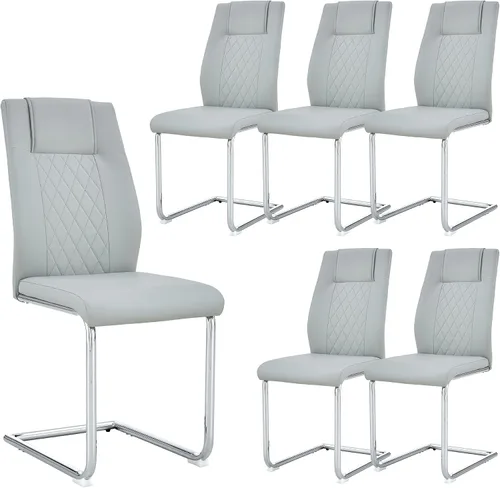 Miniatura 21 de Sillas De Comedor - Juego de 4 sillas de comedor modernas para cocina, con asiento tapizado de piel sintética, patas de metal con respaldo alto