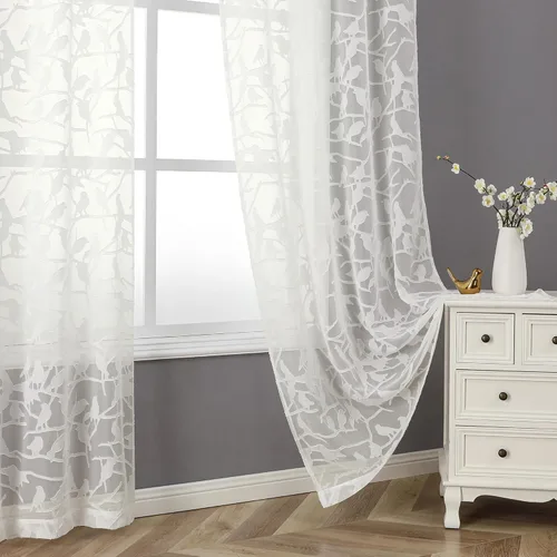 Miniatura 76 de OVZME Anji - 2 paneles de cortinas traslúcidas de gasa marrón de 72 pulgadas de largo para dormitorio, doble bolsillo para barra, tela ligera