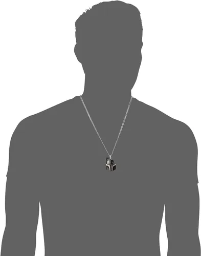 Miniatura 2 de Star Wars Jewelry Boba Fett - Collar con colgante unisex de acero inoxidable y chapado en iones negros, 24 pulgadas