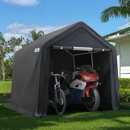 Miniatura 11 de ADVANCE OUTDOOR Cobertizo de almacenamiento portátil para exteriores de 6 x 8 pies con 2 puertas enrollables con cremallera y rejillas