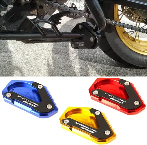 Miniatura 2 de Motorcycle CNC Kickstand Foot Side Stand Extension Pad Support Plate for Suzuki V-Strom 650 VSTROM 650 XT DL650 2004 2021 (Color : Black)
