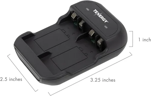 Miniatura 6 de Tenergy Batería recargable de 9 V, 250 mAh, paquete de 4 baterías NiMH Square con cargador de batería de 2 bahías de 9 V para alarma de humo/detector