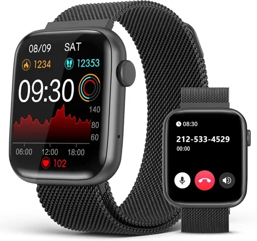 EarlySincere Relojes inteligentes para hombres y mujeres, presión arterial, pantalla táctil completa HD de 1.9 pulgadas, monitor de actividad física