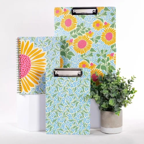 Miniatura 7 de Steel Mill & Co - Cuaderno de espiral mini lindo, 8.25" x 6.25", diario con tapa dura y 160 páginas forradas (Girasol)