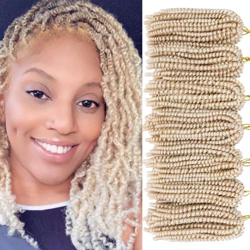 Miniatura 35 de Paquete de 2 cabello para trenzas en espiral de 8 pulgadas, cabello Spring Twist para rastas falsas, rastas de mariposa, cabello para trenzas, fibra