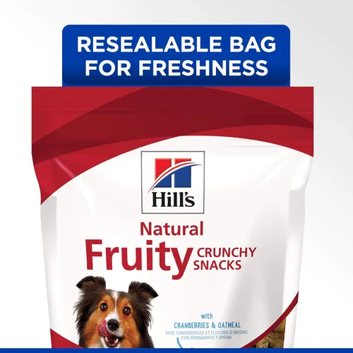 Miniatura 6 de Hill's Aperitivos crujientes naturales y frutales, para todas las etapas de la vida, gran sabor, golosinas para perros, arándanos y avena, bolsa