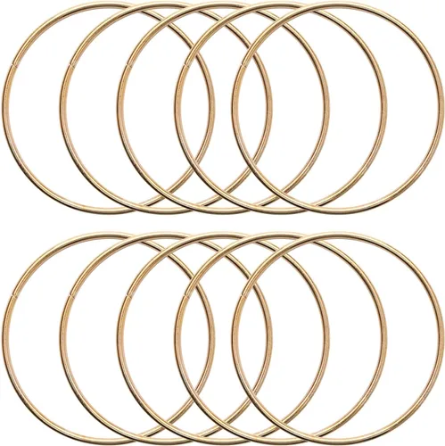 10 anillos de metal de 2.5 pulgadas para manualidades, aros dorados de macramé floral, anillos atrapasueños para manualidades, suministros de