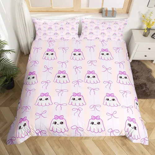 Miniatura 33 de Manfei Juego de funda de edredón con diseño de calabaza, tamaño individual, funda de edredón con 1 funda de almohada, juego de ropa de cama de 2