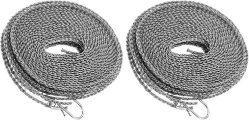 Miniatura 17 de uxcell Tendedero portátil, de nailon de 26.24 pies, resistente al viento, antideslizante, cuerda de lavado para patio, viajes al aire libre, Azul