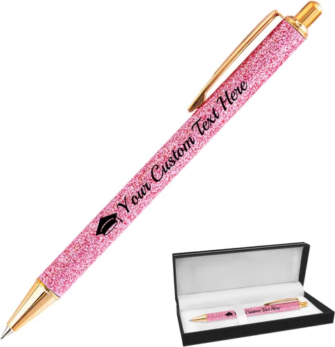 Miniatura 71 de Hasta 100 bolígrafos personalizados con nombre a granel, bolígrafo con purpurina de impresión personalizada, grabado gratis, texto con logotipo