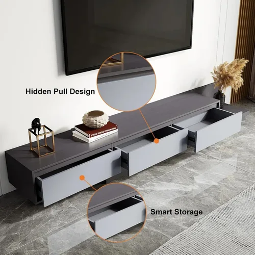 Miniatura 4 de homary Soporte de TV extensible y mesa auxiliar anidable, centro de entretenimiento moderno de 2 piezas con cajones para sala de estar