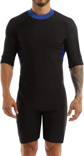 Miniatura 2 de Traje de baño de una pieza de manga corta para hombre con protección solar y cremallera en la parte trasera