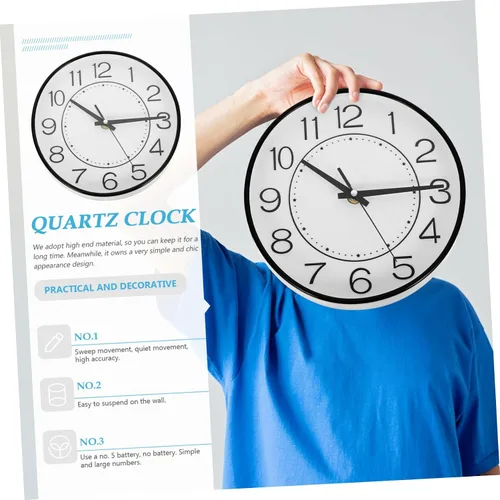 Miniatura 3 de IMIKEYA Reloj de pared silencioso Reloj de pared sin tictac Reloj de pared decorativo Reloj de pared de baño Reloj de enseñanza Reloj de enseñanza