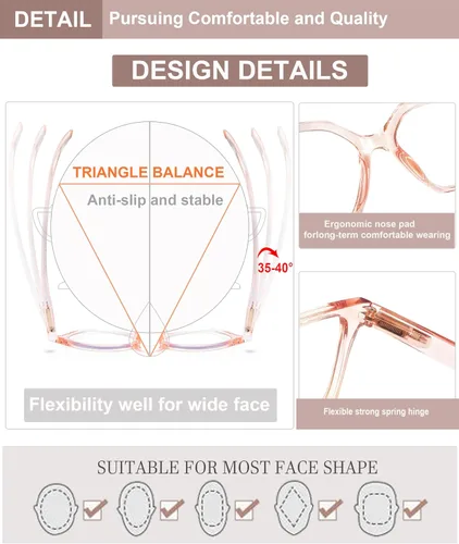 Miniatura 4 de EYEURL Paquete de 4 lentes de lectura de gran tamaño para mujeres y hombres, bloqueo de luz azul, lectores cuadrados para computadora con bisagra