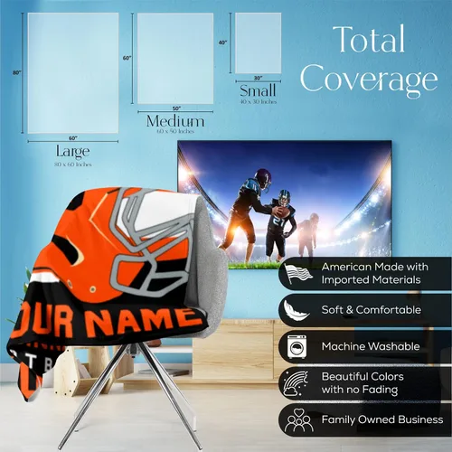 Miniatura 92 de Manta personalizada para fanáticos del fútbol americano – Se envía al día siguiente – Hecha en Estados Unidos – Manta de vellón personalizada