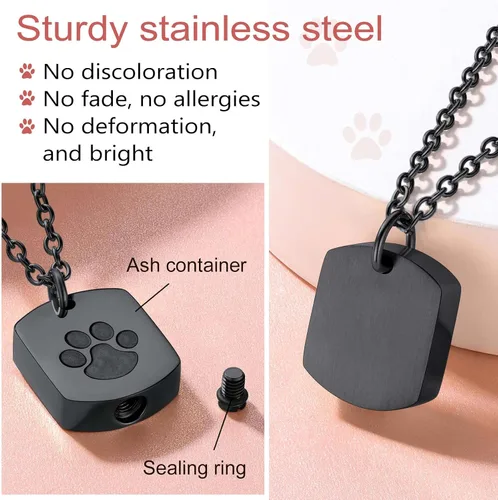 Miniatura 226 de FindChic Collares personalizados con urna para cenizas, barra vertical, gato, luna, reloj de arena, garra de perro, acero inoxidable, chapado en oro