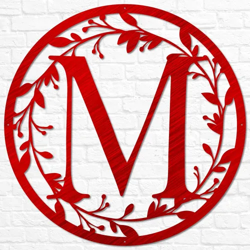 Miniatura 9 de Letra Monograma Circular de Metal con Enredaderas Letrero Monograma de Pared Regalo para Parejas Decoración de Letras Monograma