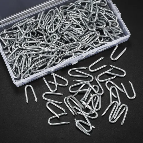Miniatura 4 de wugongshan 250 grapas de alambre de acero, grapas de alambre, clavos de acero galvanizado, clavos de sujeción resistentes en forma de U