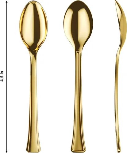 Miniatura 2 de Exquisite Mini cucharas para postres – Paquete a granel de postre dorado 4800 – Aperitivo de plástico desechable de 4.5 pulgadas, aspecto