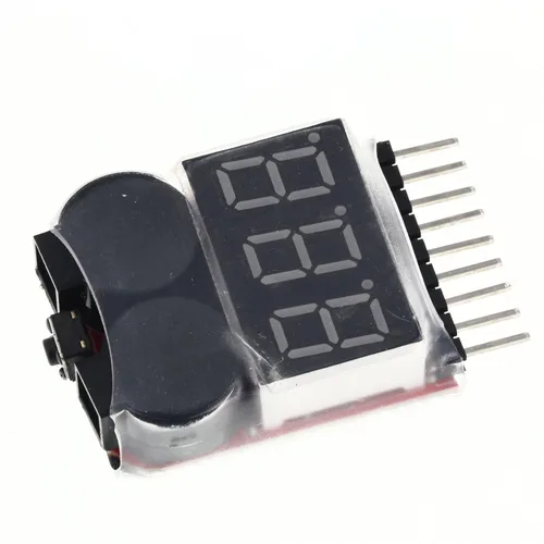 Miniatura 4 de 2 unids Zumbador de bajo voltaje Lipo Alarma Piezo Probador Comprobador Warner Saver Voltaje 1-8S Lipo Li-ion LiMn Li-Fe Monitor de batería