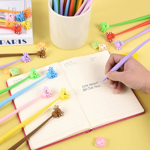 Miniatura 6 de LiYiQ 50 bolígrafos de ajolote para aliviar el estrés y aliviar el estrés, bolígrafos divertidos y lindos bolígrafos para la ansiedad, bolígrafos