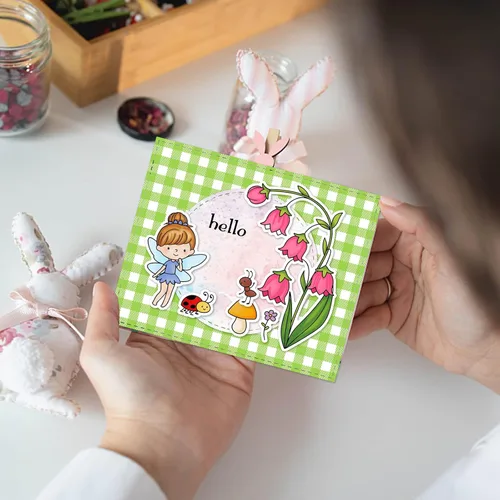 Miniatura 5 de INFUNLY Sellos y troqueles de hadas para hacer tarjetas, diseño de flores de abeja, sellos de silicona transparentes, juego de sellos y troqueles