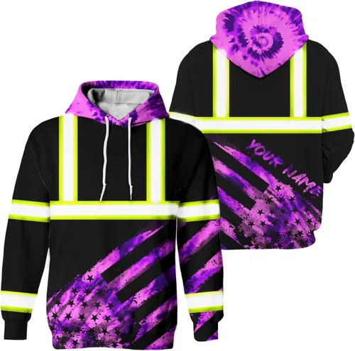 Miniatura 24 de Sudadera con capucha de alta visibilidad con diseño de bandera de Estados Unidos para hombre, reflectante, ropa de trabajo de seguridad