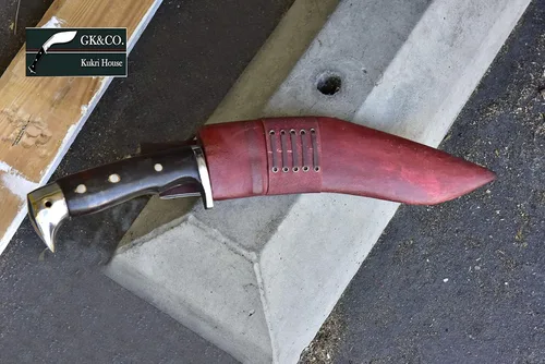 Miniatura 8 de GK&CO. Kukri House Auténtica hoja Kukri de 10 pulgadas con mango de madera rosa de espiga completa, funda de cuero rojo Kukri/Khukuri, hecho a mano