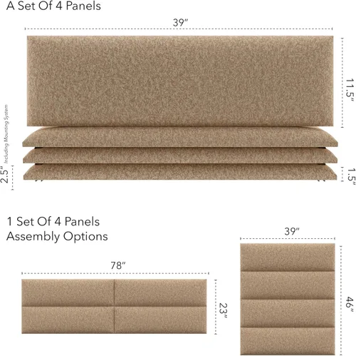 Miniatura 23 de Vant - Paneles tapizados para pared - Cabeceros montados en la pared tamaño King/Cal King - Cuero vintage blanco tórtola - Twin/King - Juego de 4